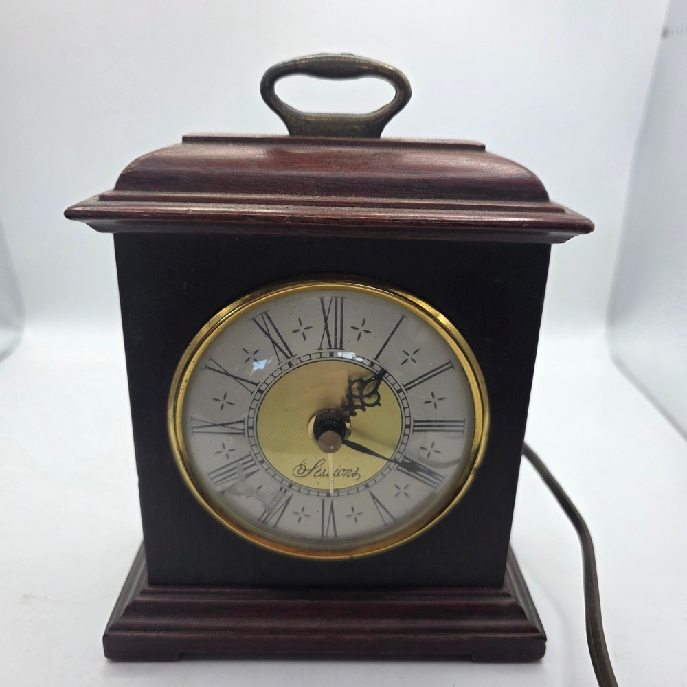 Sessions Electric Mantel Alarm Clock Model 14521 Made in USA Wood Case Working